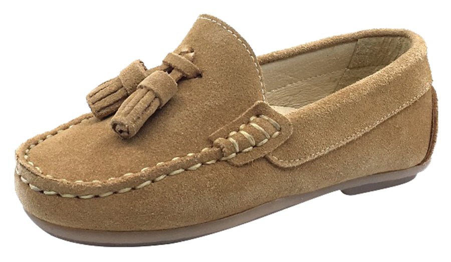 Andanines  Boy's Suede Tassel Loafers, Arena Sand