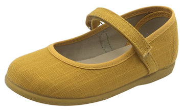 ChildrenChic Girl's Hook and Loop Mary Jane, Mustard Canvas