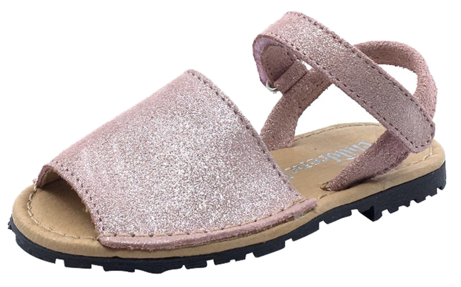 ChildrenChic Girl's Menorquina Sandals, Antique Pink Shimmer