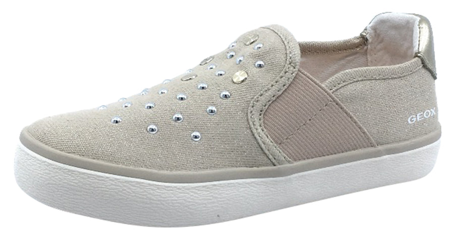GEOX Girl's Kilwi Slip-On Sneaker Tennis Shoes, Light Beige – Just