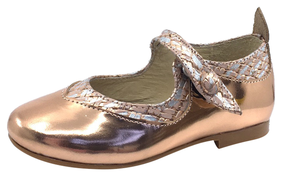 Luccini Girl's Snap Mary Jane, Copper and Cork Trim