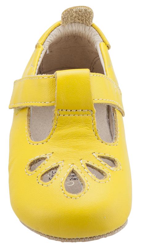 Old Soles Girl's 053 T-Petal Cut-Out Detail Sunflower Yellow Leather Mary Jane Flats