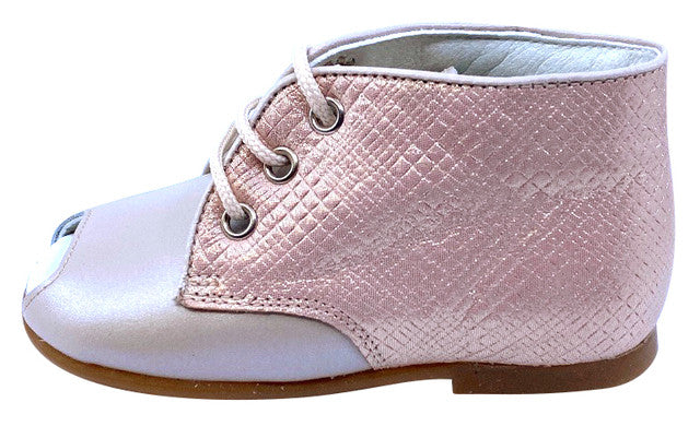 Pataletas Girl's Casiopea Leather Shoe - Tan/Pink