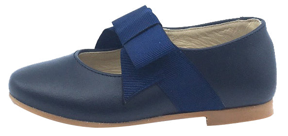 Luccini Mary Jane with Grosgrain Bow, Navy