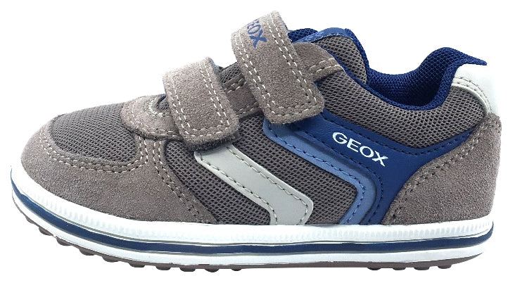 GEOX Boy's Vita Hook and Loop Closure Sneaker Tennis Shoes, Beige/Avio