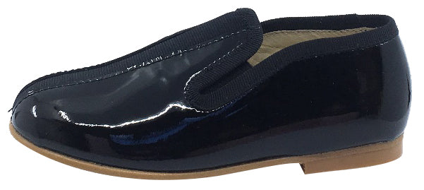 Luccini Boy's and Girl's Slip-On Smoking Loafer, Black Patent