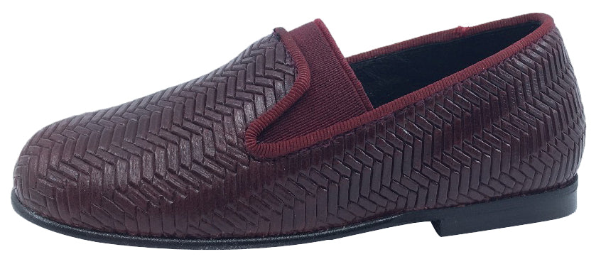 Luccini Boy's and Girl's Slip-On Smoking Loafer (Burgundy Embossed Leather)