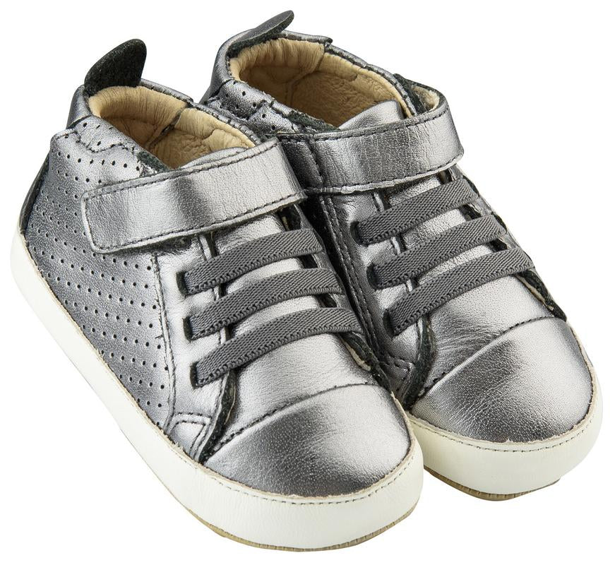 Old Soles Cheer Bambini First Walker Trainer Sneakers, Rich Silver / White