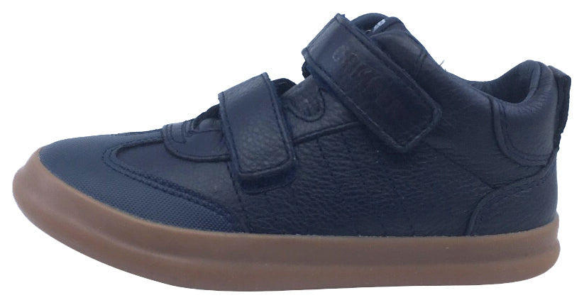 Camper for Boy's and Girl's Leather Hook and Loop Navy Caramel Hightop
