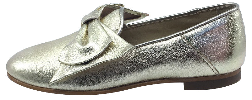 Luccini Bow Slip-On Smoking Loafer, Platino