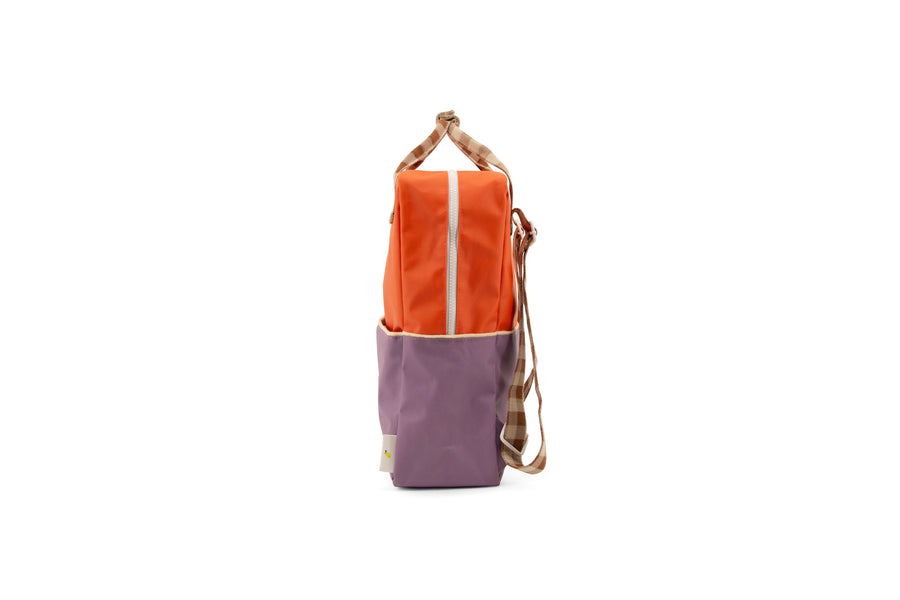Sticky Lemon Colourblocking Large Backpack, OJ/Plum Purple/Schoolbus Brown