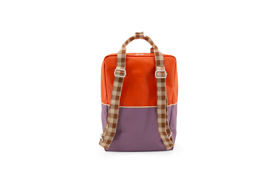 Sticky Lemon Colourblocking Large Backpack, OJ/Plum Purple/Schoolbus Brown