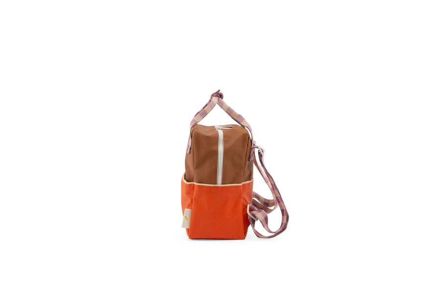 Sticky Lemon Colourblocking Small Backpack, Orange Juice/Plum Purple/Schoolbus Brown