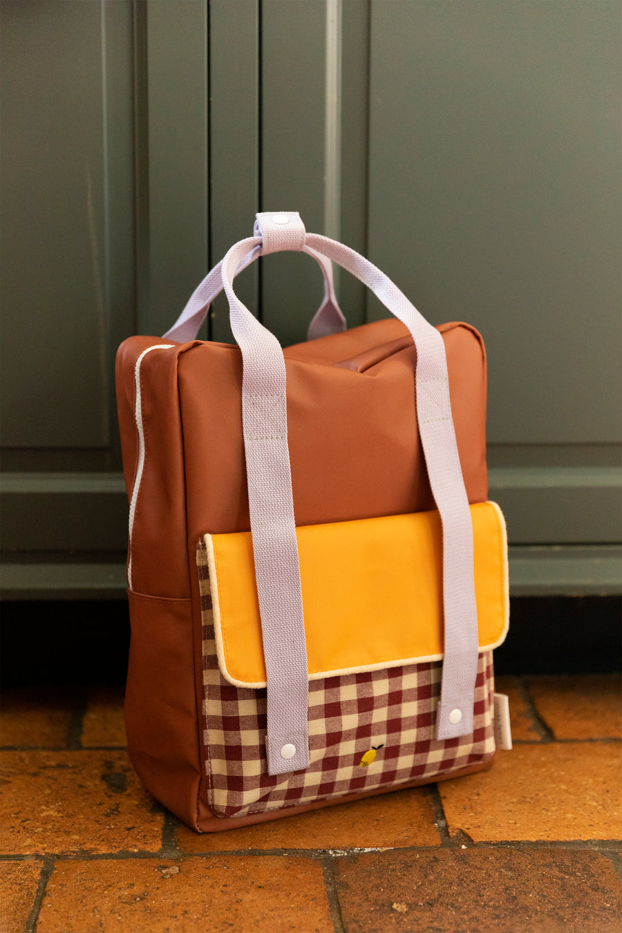 Sticky Lemon Envelope Large Backpack, Chocolate Sundae/Daisy Yellow/Mauve Lilac