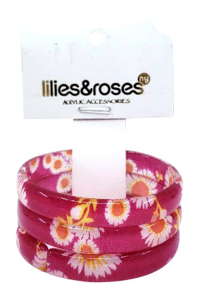 Lilies & Roses NY Floral Print Pink 3-Pack Bracelet