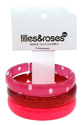 Lilies & Roses NY Polkadot, Red Glitter, Pink Neon 3-Pack Bracelet