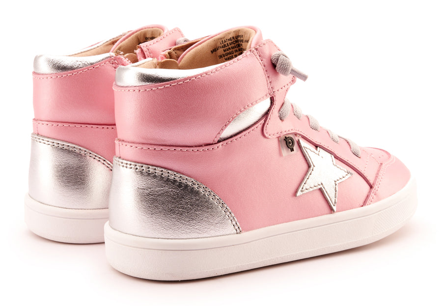 Old Soles Girl's 1003 Starling Casual Shoes - Pearlised Pink / Silver / Silver / White Sole