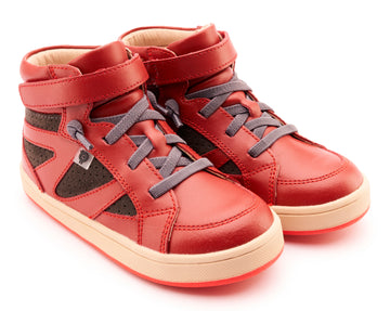 Old Soles Boy's & Girl's 1004 Sole Base Casual Shoes - Red / Dark Grey Suede / Natural Red Sole