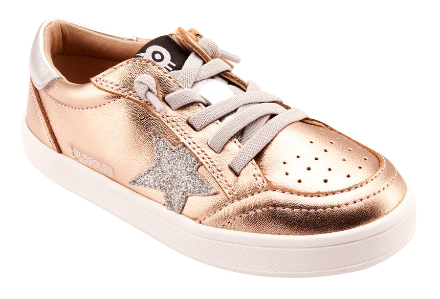 Old Soles Girl's 1006 Platinum Runner Casual Shoes - Copper / Glam Argent / Silver / White Sole