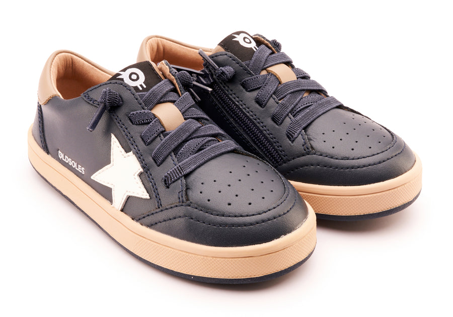 Old Soles Boy's and Girl's 1006 Platinum Runner Casual Shoes - Navy / Snow / Taupe / Natural Navy Sole