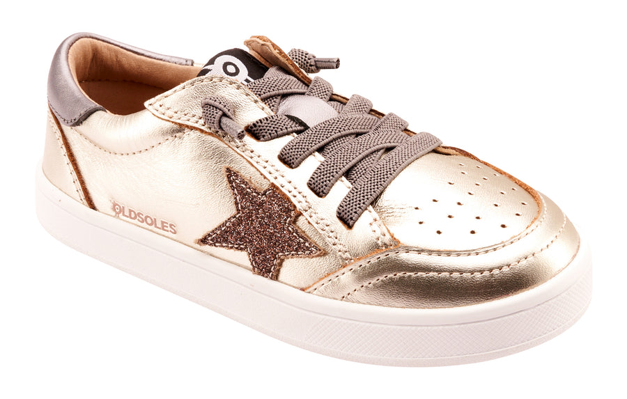Old Soles Girl's 1006 Platinum Runner Casual Shoes - Titanium / Glam Choc / Rich Silver / White Sole