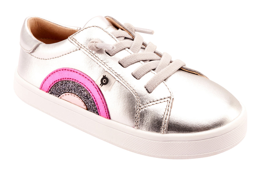 Old Soles Girl's 1010 Rainbow Jumpa Casual Shoes - Silver / Fuchsia Foil