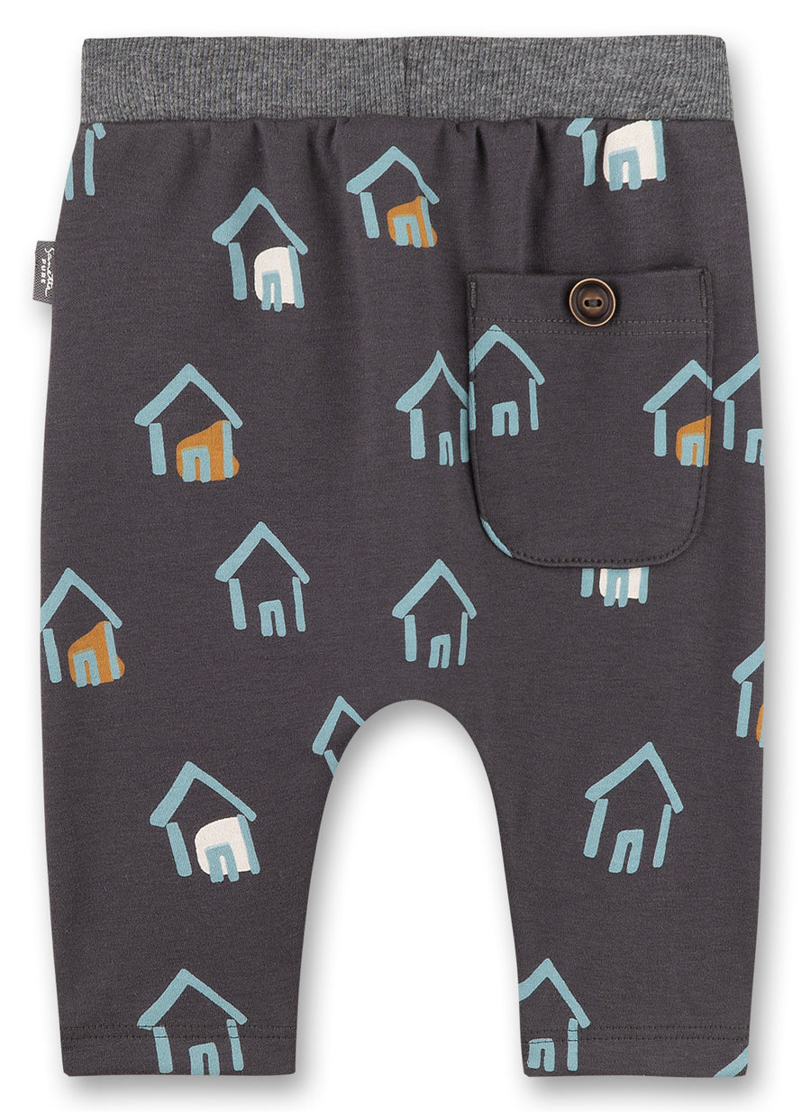 Sanetta Dark Grey House Print Pants