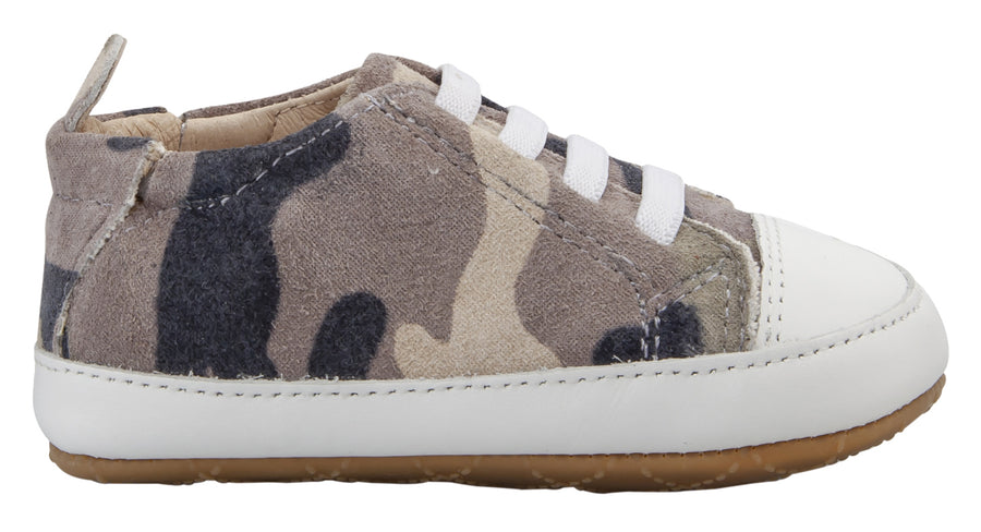Old Soles Boy's & Girl's 106R Eazy Jogger Leather Slip On Sneakers - Army Camo/Snow