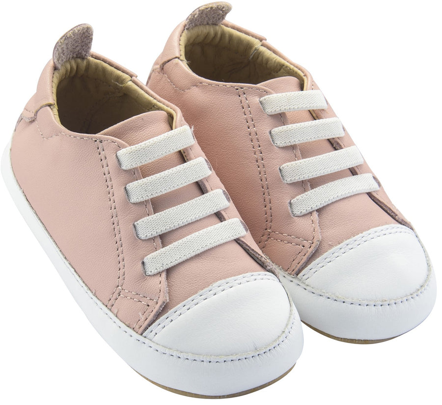 Old Soles Girl's Eazy Jogger Vintage Trainer Powder Pink White Sneakers