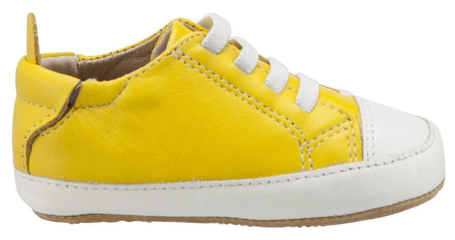 Old Soles Boy's & Girl's 106R Eazy Jogger Vintage Trainer Yellow and White Leather Slip On Sneakers