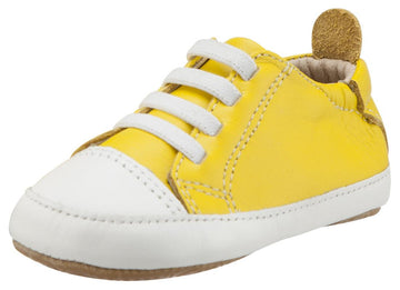 Old Soles Boy's & Girl's 106R Eazy Jogger Vintage Trainer Yellow and White Leather Slip On Sneakers