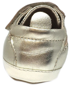 Old Soles 113R Girl's and Boy's Gold Bambini Soft Leather Double Crib Walker Baby Shoes