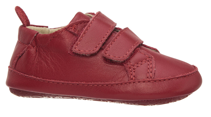 Old Soles Girl's & Boy's 113R Bambini Markert Red Soft Leather Double Velcro Crib Walker Baby Shoes