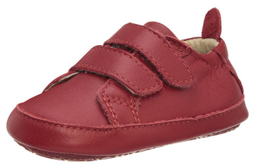 Old Soles Girl's & Boy's 113R Bambini Markert Red Soft Leather Double Velcro Crib Walker Baby Shoes