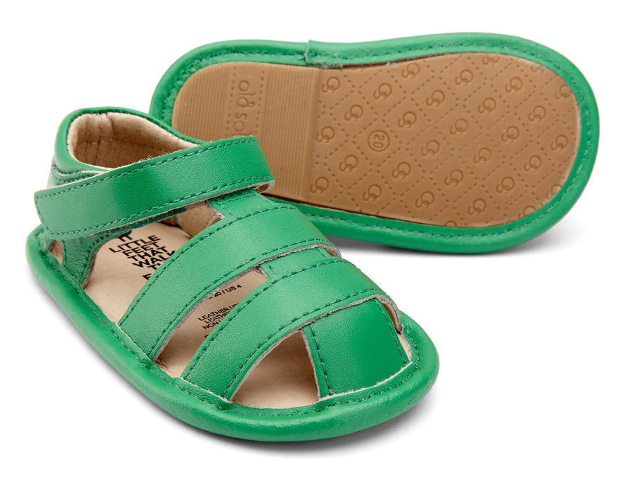 Old Soles Girl's and Boy's 118 Leather Sandy Sandals - Neon Green