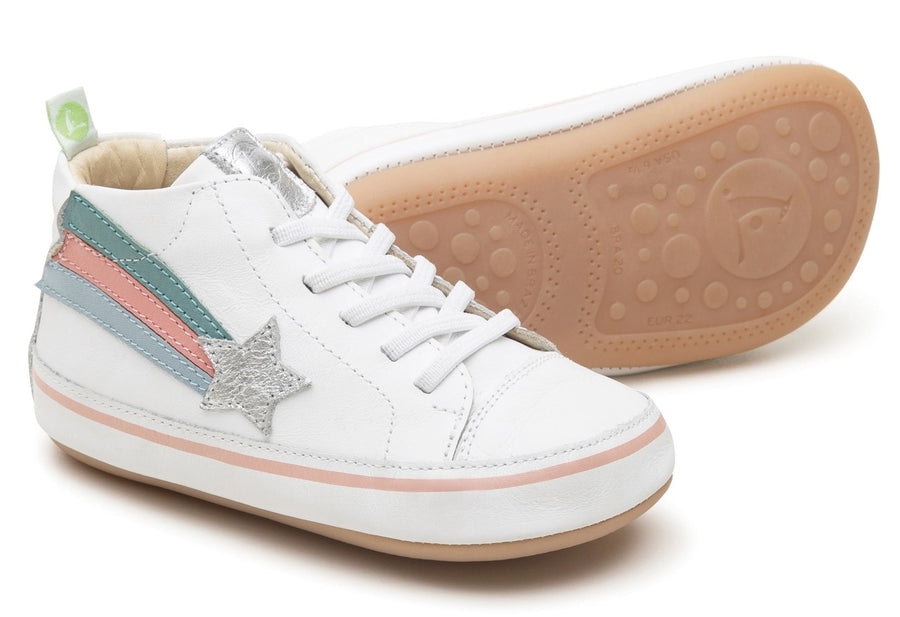 Tip Toey Joey Girl's Rainbowy Sneakers, White/Sterling