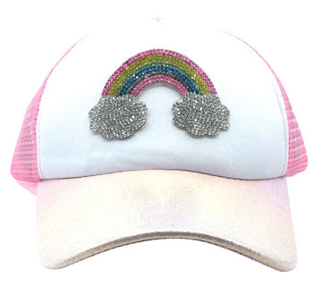 Bari Lynn Toddler/Little Girl's Sparkle Rainbow Pink Trucker Hat