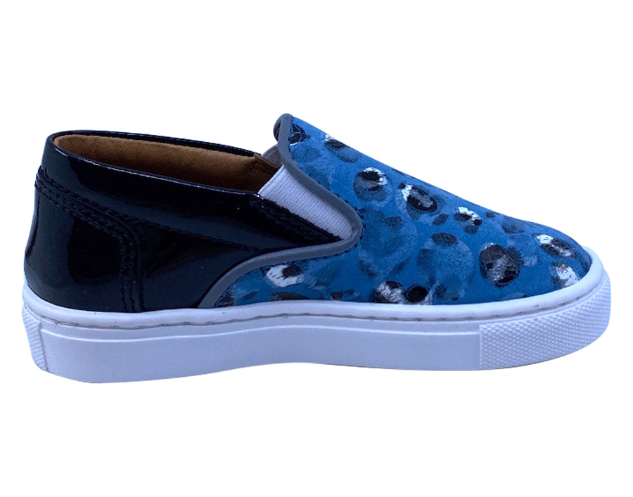 Atlanta Mocassin Girl's and Boy's Blue Print Slip-On Sneakers