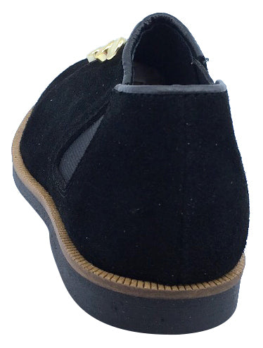 Luccini Maggie Boy's & Girl's Black Suede Leather Slip On Dress Shoe