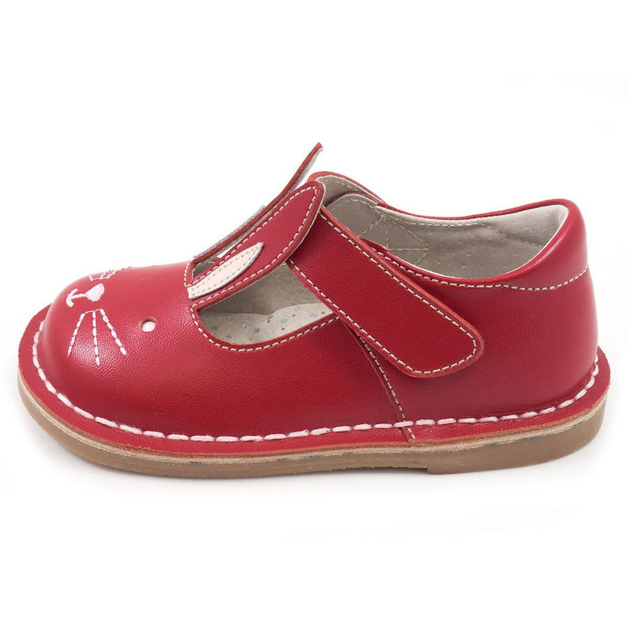 Livie & Luca Girl's Molly Red Leather Bunny Character Hook and Loop Mary Jane Shoes