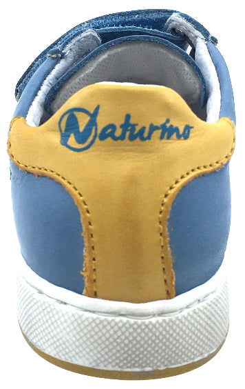Naturino Boy's 9105 Blue Double Strap Hook and Loop Sneaker