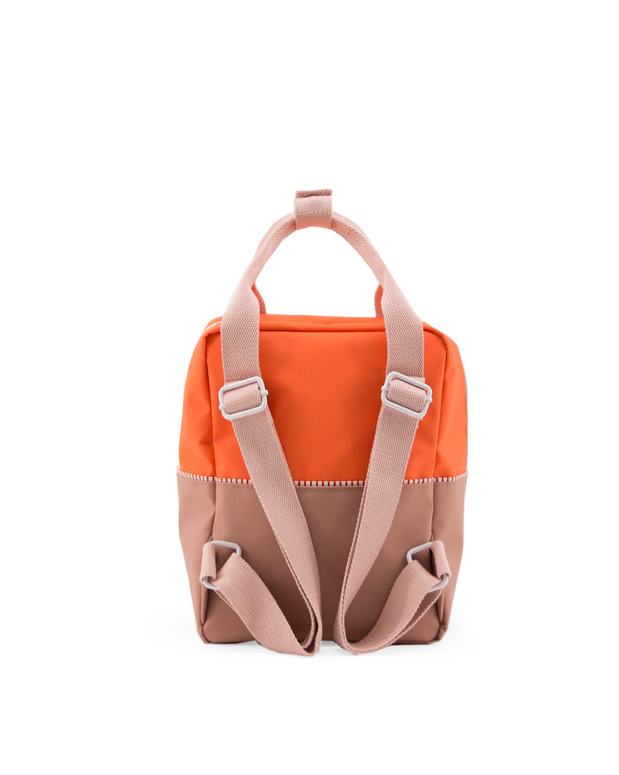 Sticky Lemon Color Block Collection Small Backpack, Royal Orange/Chocolat/Pastry Pink