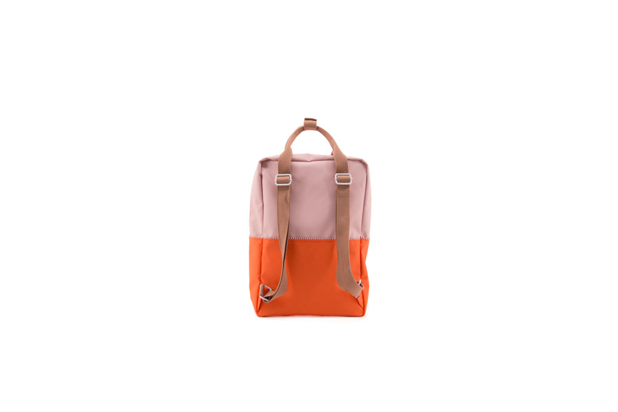 Sticky Lemon Large Backpack Color Block Collection, Pastry Pink/Royal Orange/Chocolat