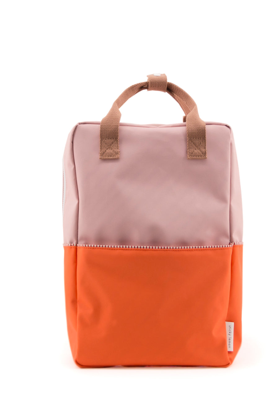 Sticky Lemon Large Backpack Color Block Collection, Pastry Pink/Royal Orange/Chocolat