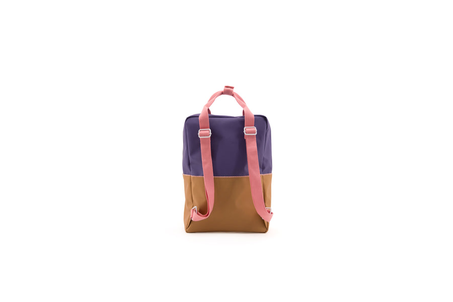 Sticky Lemon Large Backpack Color Block Collection, Purple/Gold/Puff Pink