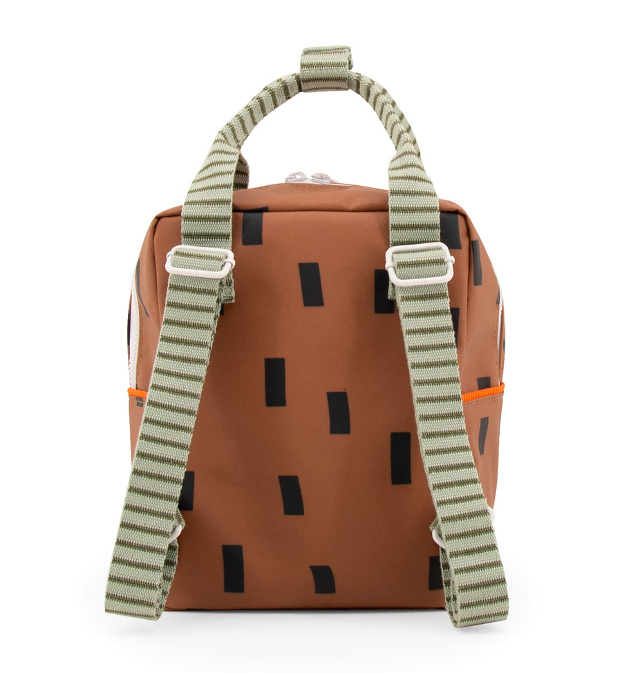Sticky Lemon Sprinkles Special Edition Collection Small Backpack, Cinnamon Brown/Sage Green/Roral Orange