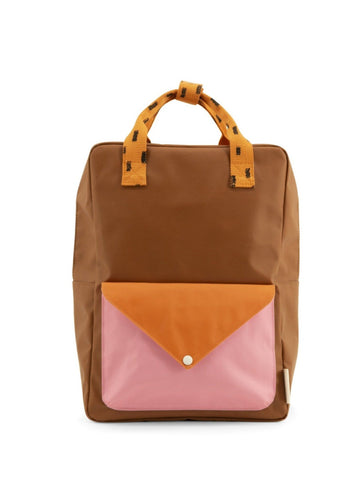Sticky Lemon Sprinkles Envelope Large Backpack, Syrup Brown/Carrot Orange/Bubbly Pink