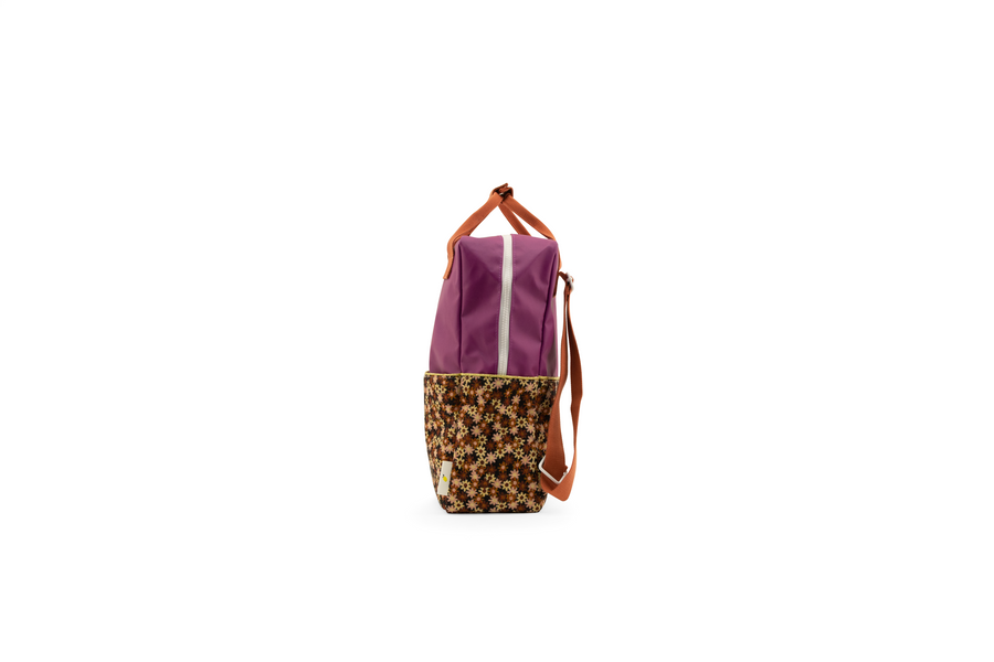 Sticky Lemon Large Golden Backpack, Purple Tales/Flower Field Pink