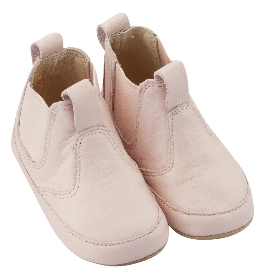Old Soles Girl's Bambini Local Soft Leather Slip On Bootie Crib Walker Baby Shoes - Powder Pink
