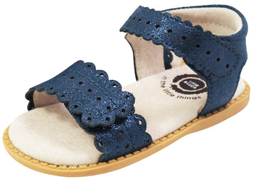 Livie & Luca Girl's Posey Navy Sparkle Leather Sandals